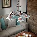 Lampadario Classico Napoli Metallo E Ceramica Nero Sfumato Rame 5 Luci E14 C364-5-NR-42-DEC-MOR