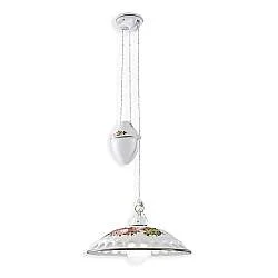 Lampadario Saliscendi Classico Napoli Ceramica E Ottone Satinato 1 Luce E27