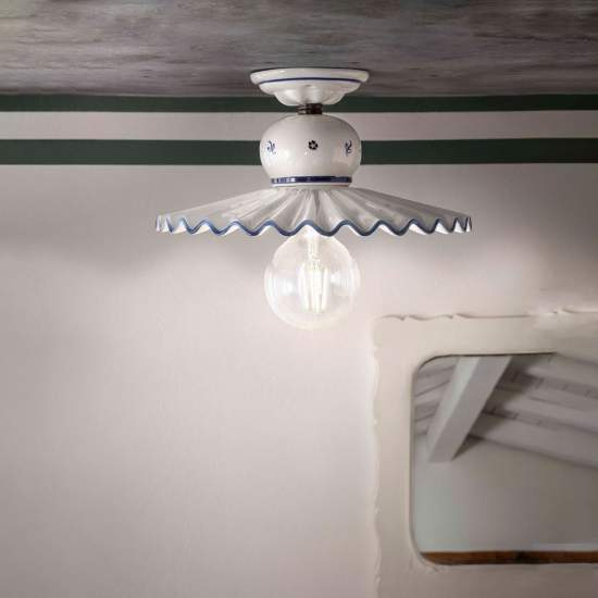 Plafoniera Classica Roma Metallo E Ceramica Nero Sfumato Rame 31Cm 1 Luce E27 C376-NR-44-DEC-FFB