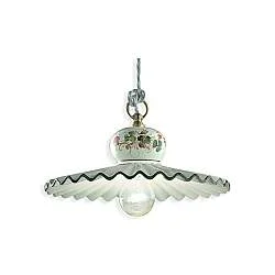 Lampadario Classico Roma Ceramica E Ottone Satinato Decorato 31Cm 1 Luce E27