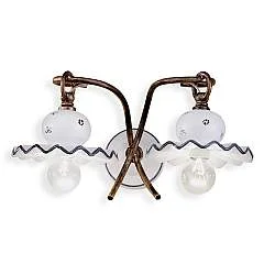 Applique Classica Roma Metallo E Ceramica Nero Sfumato Rame 2 Luci E14