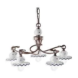 Lampadario Classico Roma Metallo E Ceramica Nero Sfumato Rame 5 Luci E14