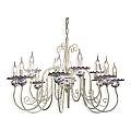 Lampadario Classico Sanremo Metallo E Ceramica Bianco Sfumato Oro 12 Luci E14 C410-12-BO-69-DEC-LAV