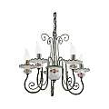 Lampadario Classico Sanremo Metallo E Ceramica Verde Sfumato Oro 5 Luci E14 C410-5-VO-11-DEC-OTT