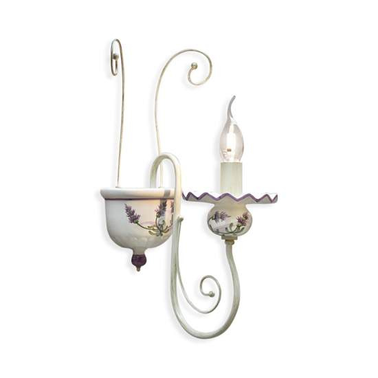 Applique Classica Sanremo Metallo E Ceramica Bianco Sfumato Oro 1 Luce E14 C413-BO-69-DEC-LAV