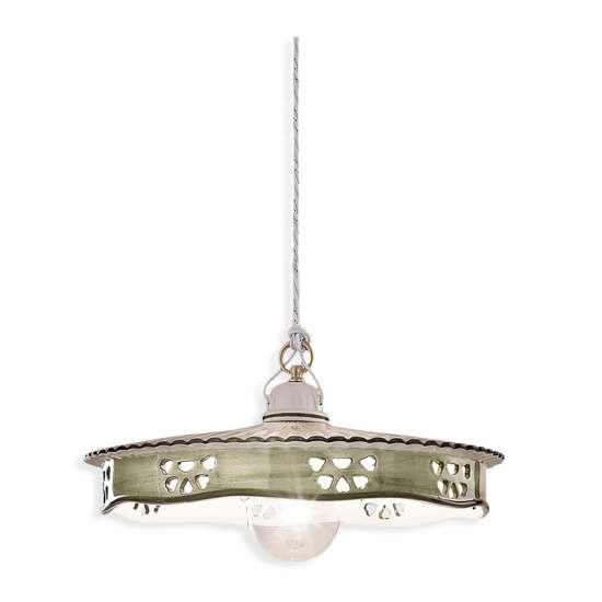 Lampadario Classico Alessandria Ceramica E Ottone Satinato 1 Luce E27 C531-OS-FVM