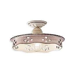 Plafoniera Classica Alessandria Ceramica Bianco Sfumato Oro Decorato 1 Luce E27