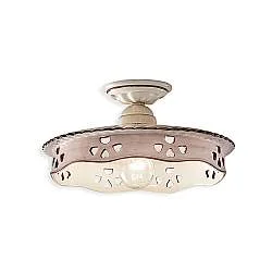 Plafoniera Classica Alessandria Ceramica Bianco Sfumato Oro 1 Luce E27