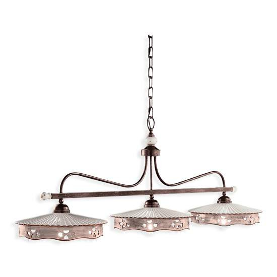 Lampadario Classico Alessandria Ferro E Ceramica Nero Sfumato Rame 3 Luci E27 C544-NR-FMA