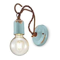Applique Vintage Ceramica Azzurra Con Filamento 1 Luce E27 Applique Vintage Ceramica Azzurra Con Filamento 1 Luce E27