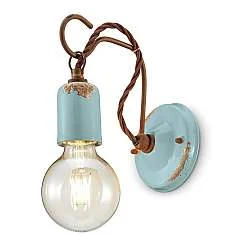 Applique Vintage Ceramica Azzurra Con Filamento 1 Luce E27
