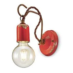 Applique Vintage Ceramica Rossa Con Filamento 1 Luce E27