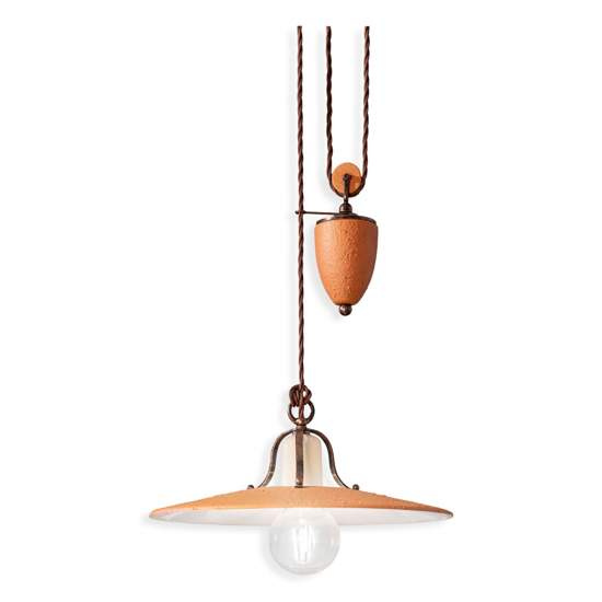 Lampadario Classico Bologna Metallo E Ceramica Nero Sfumato Rame 1 Luce E27 C825-NR-07