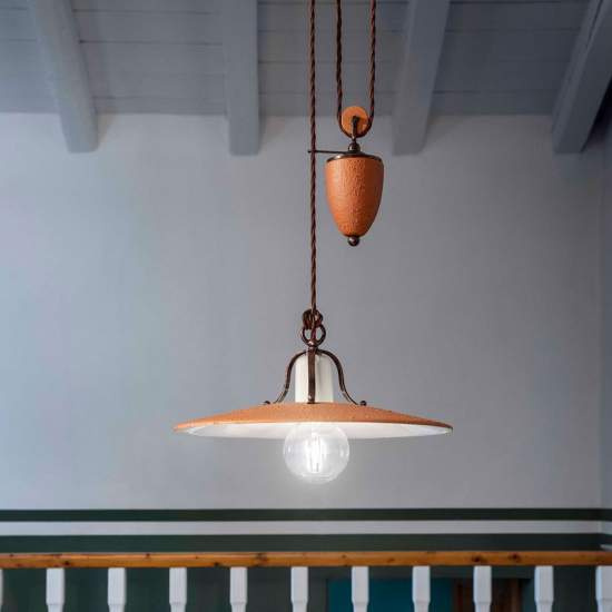 Lampadario Classico Bologna Metallo E Ceramica Nero Sfumato Rame 1 Luce E27 C825-NR-07