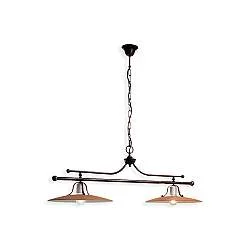 Lampadario Classico Bologna Metallo E Ceramica Nero Sfumato Rame 2 Luci E27