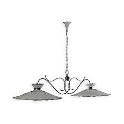 Lampadario Classico Ravenna Metallo E Ceramica Nero Sfumato Argento 2 Luci E27