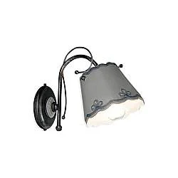 Applique Classica Ravenna Metallo E Ceramica Nero Sfumato Argento 1 Luce E14