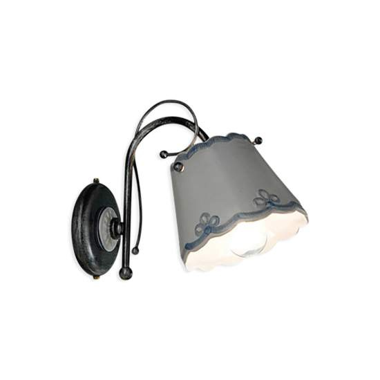Applique Classica Ravenna Metallo E Ceramica Nero Sfumato Argento 1 Luce E14 C920-NA-FBL