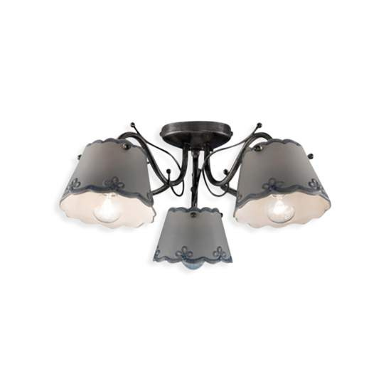 Plafoniera Classica Ravenna Metallo E Ceramica Nero Sfumato Argento 3 Luci E14 C923-NA-FBL