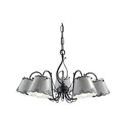 Lampadario Classico Ravenna Metallo E Ceramica Nero Sfumato Argento 5 Luci E14
