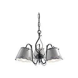 Lampadario Classico Ravenna Metallo E Ceramica Nero Sfumato Argento 3 Luci E14
