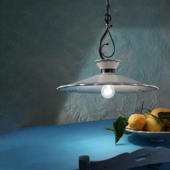Lampadario Classico Ravenna Metallo E Ceramica Nero Sfumato Arg. 31Cm 1 Luce E27 C927-NA-FBL