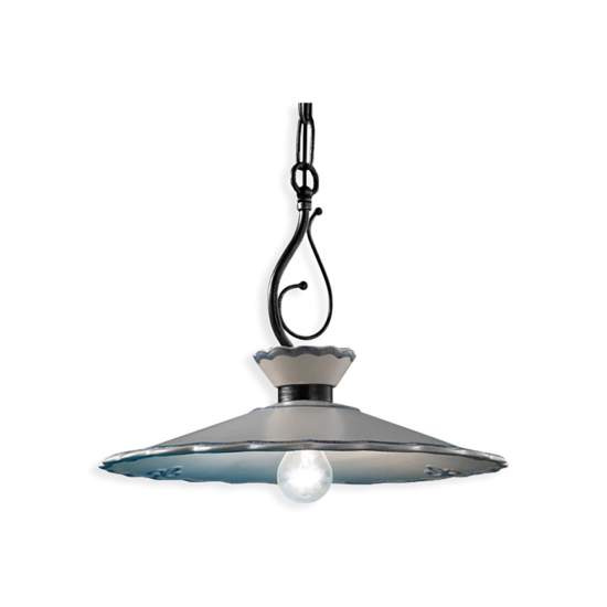 Lampadario Classico Ravenna Metallo Ceramica Nero Sfumato Arg. 44 Cm 1 Luce E27 C928-NA-FBL