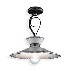 Plafoniera Classica Ravenna Metallo E Ceramica Nero Sfumato Arg. 31Cm 1 Luce E27