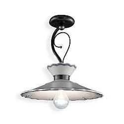 Plafoniera Classica Ravenna Metallo E Ceramica Nero Sfumato Arg. 44Cm 1 Luce E27