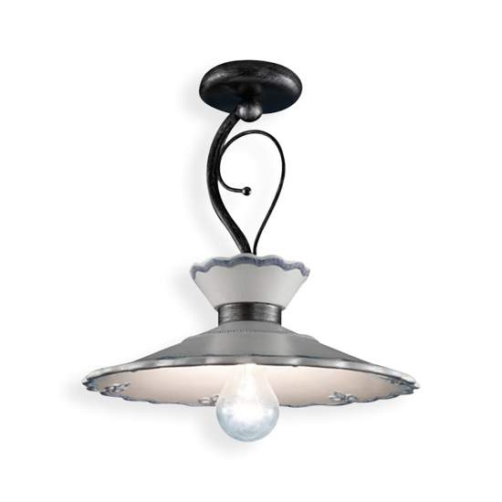 Plafoniera Classica Ravenna Metallo E Ceramica Nero Sfumato Arg. 44Cm 1 Luce E27 C930-NA-FBL