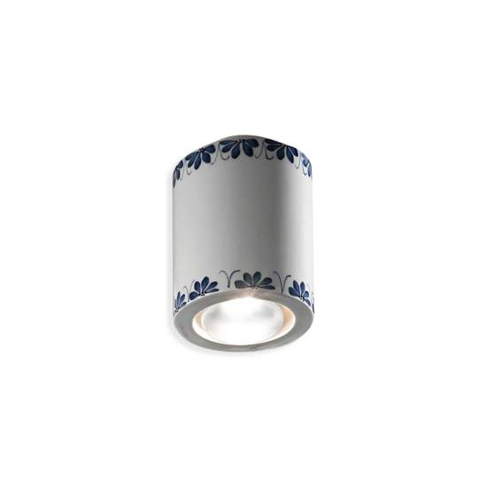 Plafoniera Classica Trieste Bianco Decorato Filo Marrone 1 Luce E14 C985-28-DEC-WOB