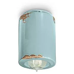 Plafoniera Vintage Ceramica Azzurra 1 Luce E14