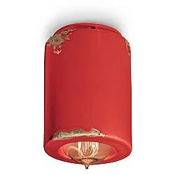 Plafoniera Vintage Ceramica Rossa 1 Luce E14