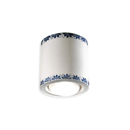 Plafoniera Classica Trieste Bianco Decorato Filo Marrone 1 Luce E27 C986-28-DEC-WOB