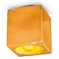 Plafoniera Vintage Cubo Ceramica Gialla 1 Luce E27