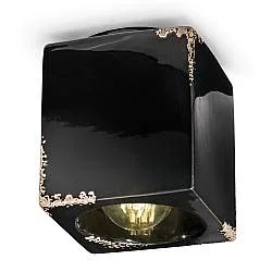 Plafoniera Vintage Cubica Ceramica Nera 1 Luce E27
