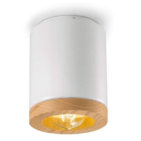 Plafoniera Vintage Mateca Ferro E Ceramica Smaltata Bianco 1 Luce E27 C989-05