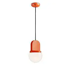 Sospensione Vintage Decò Habea Ceramica Arancio Volpe 1 Luce E27