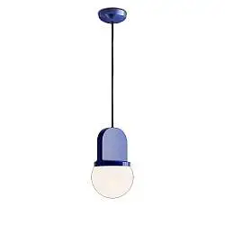 Sospensione Vintage Decò Habea Ceramica Blu Robot E27