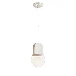 Sospensione Vintage Decò Habea Ceramica Crema 1 Luce E27