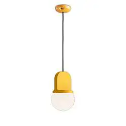 Sospensione Vintage Decò Habea Ceramica Gialla 1 Luce E27