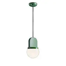 Sospensione Vintage Decò Habea Ceramica Verde Bali E27
