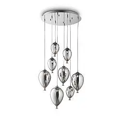 Lampada A Sospensione 8 Luci Clown In Metallo E Palloncini In Vetro Cromato