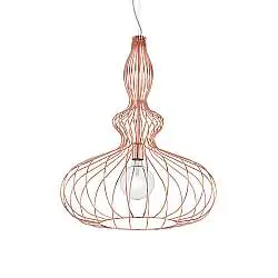 Lampada A Sospensione Industrial-Minimal Clarissa Metallo Oro Rosa 1 Luce E27