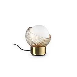 Lampade Scrivania Contemporanea Bloom Metallo Ottone Vetro Ambra 1 Luce G9