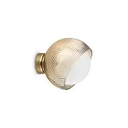 Applique Contemporanea Bloom Metallo Ottone Vetro Ambra 1 Luce E27 D17Cm