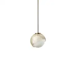 Sospensione Contemporanea Bloom Metallo Ottone Vetro Ambra 1 Luce E27 D17Cm