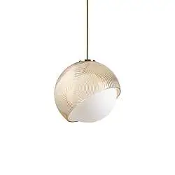 Sospensione Contemporanea Bloom Metallo Ottone Vetro Ambra 1 Luce E27 D30Cm
