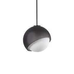 Sospensione Contemporanea Bloom Metallo Nero Vetro Grigio 1 Luce E27 D30Cm