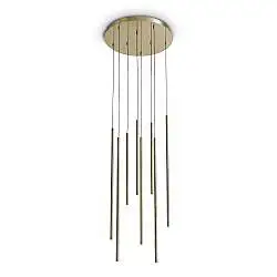 Lampada Da Terra Look 8 Luci LED 16W Luce Naturale Ottone Altezza Regolabile Ideal Lux